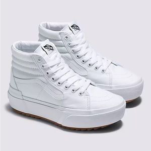 VANS HIGHTOP PLATFORMS | SK8-HI STACKED SHOE | WHITE SIZE 6.5W